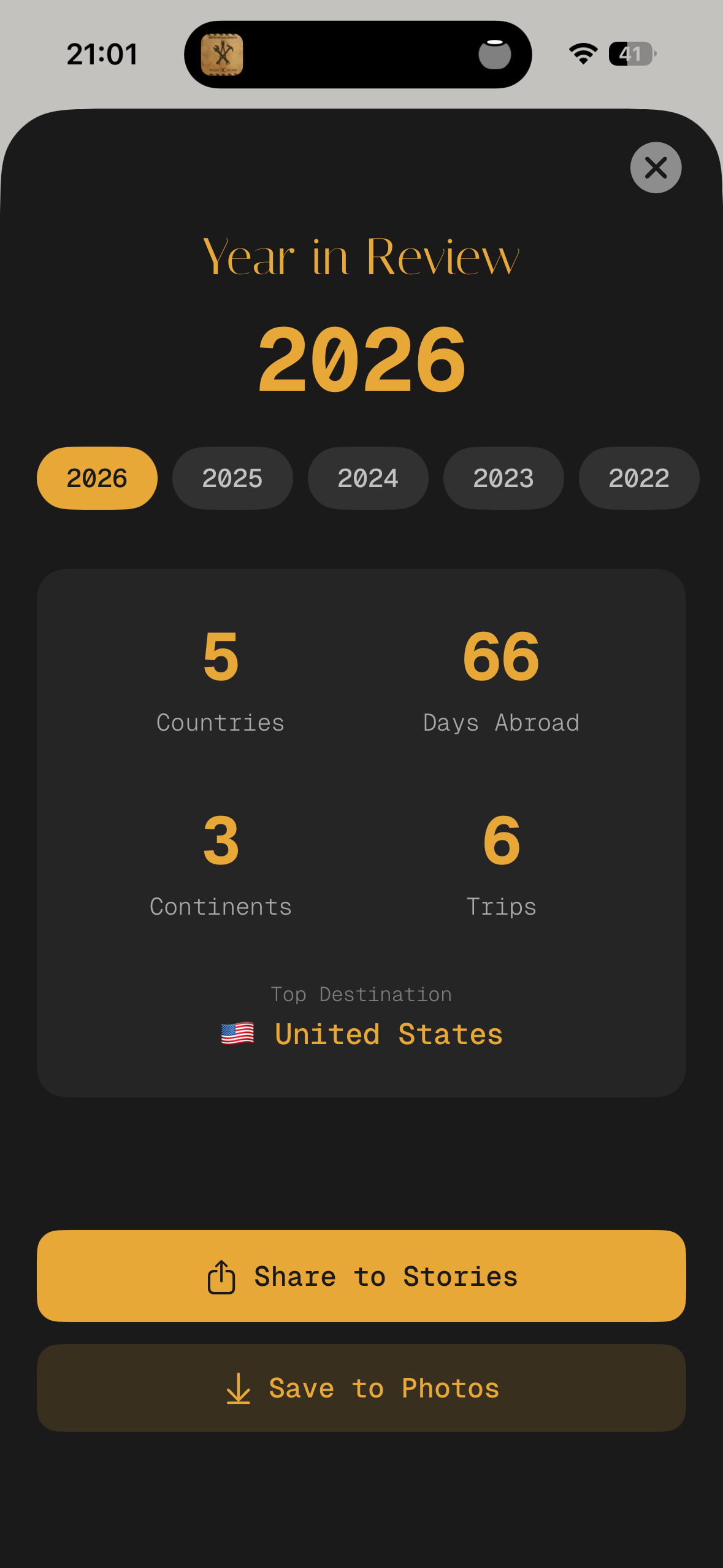 TripScan Year in Review feature